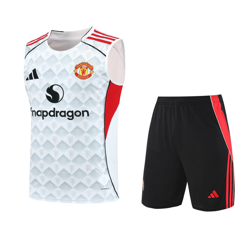 2025-26 Manchester United white vest Training Short Suit