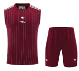 2025-26 Mens Arsenal Wine Red  vest Training Short Suit