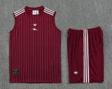2025-26 Mens Arsenal Wine Red  vest Training Short Suit