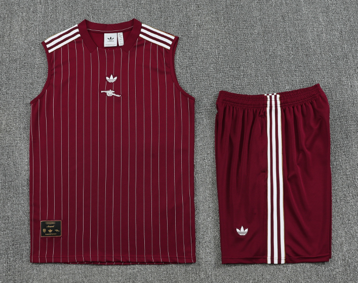 2025-26 Mens Arsenal Wine Red  vest Training Short Suit
