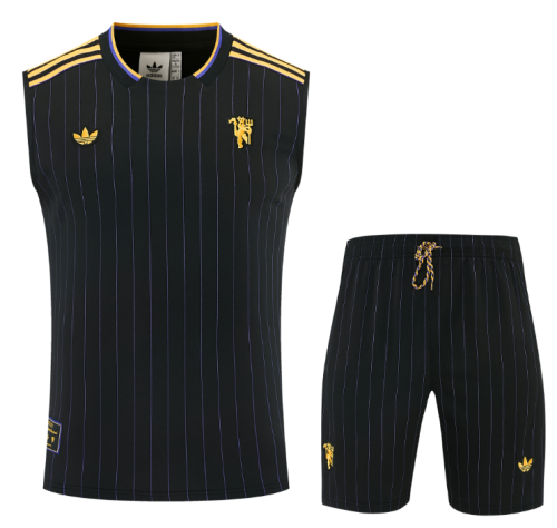 2025-26 Manchester United black vest Training Short Suit