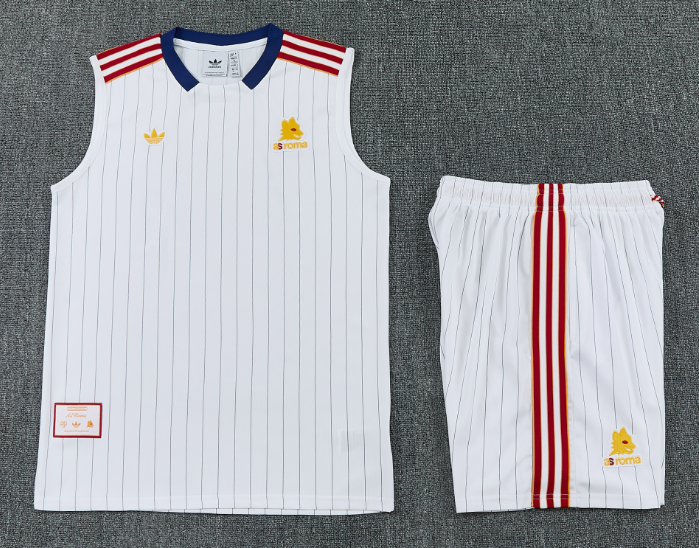 2025-26 Roma White vest Training Short Suit