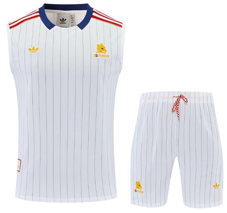 2025-26 Roma White vest Training Short Suit