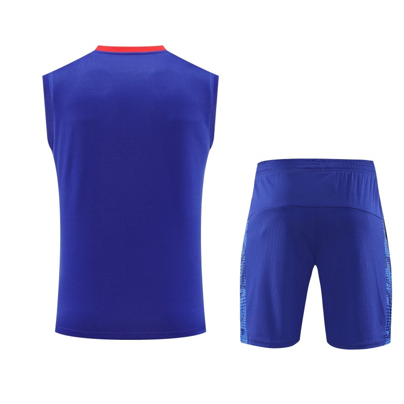2025-26 Mens RB Leipzig blue vest short training suit