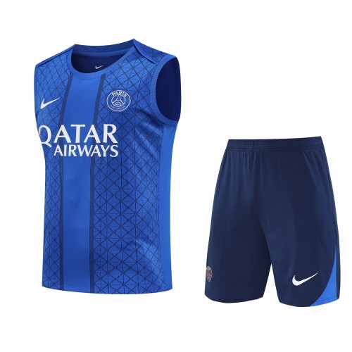 2025-26 Mens PSG blue vest short training suit