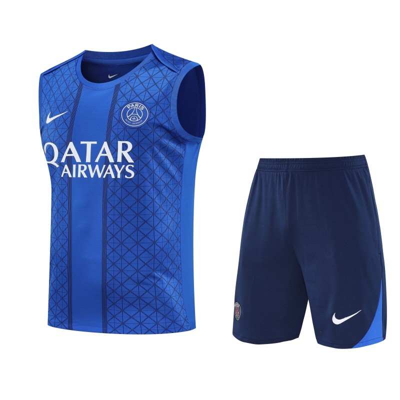 2025-26 Mens PSG blue vest short training suit