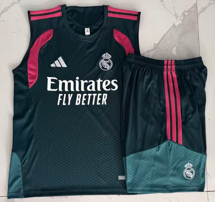 2026-27 Real Madrid  Dark Green‌ vest Training Short Suit D26037#