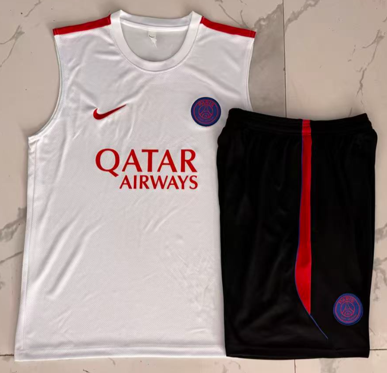 2026-27 PSG white  vest Training Short Suit D26039#
