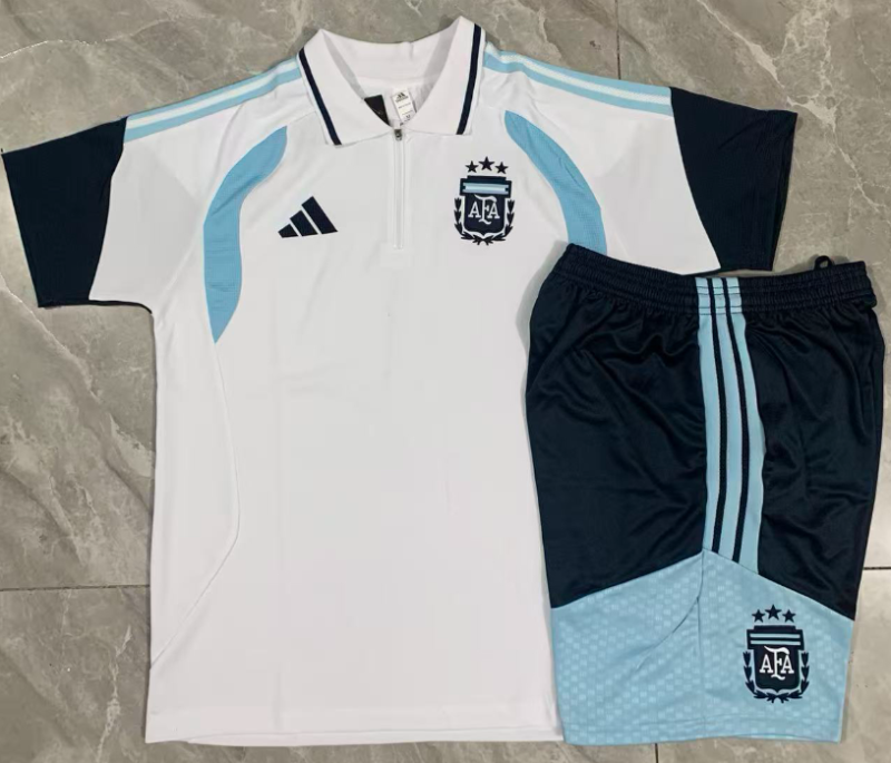 2026-27 Mens  Argentina white POLO Training Short Suit  C2614#
