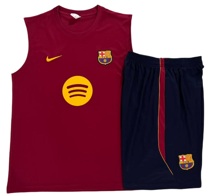 2026-27 Mens Barcelona maroon vest Training Short Suit D26040#