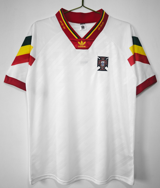 1992-94 Mens Portugal Retro Away  white soccer Jersey
