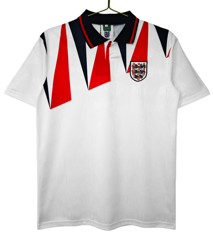 1992 Mens England home white Retro Soccer Jersey