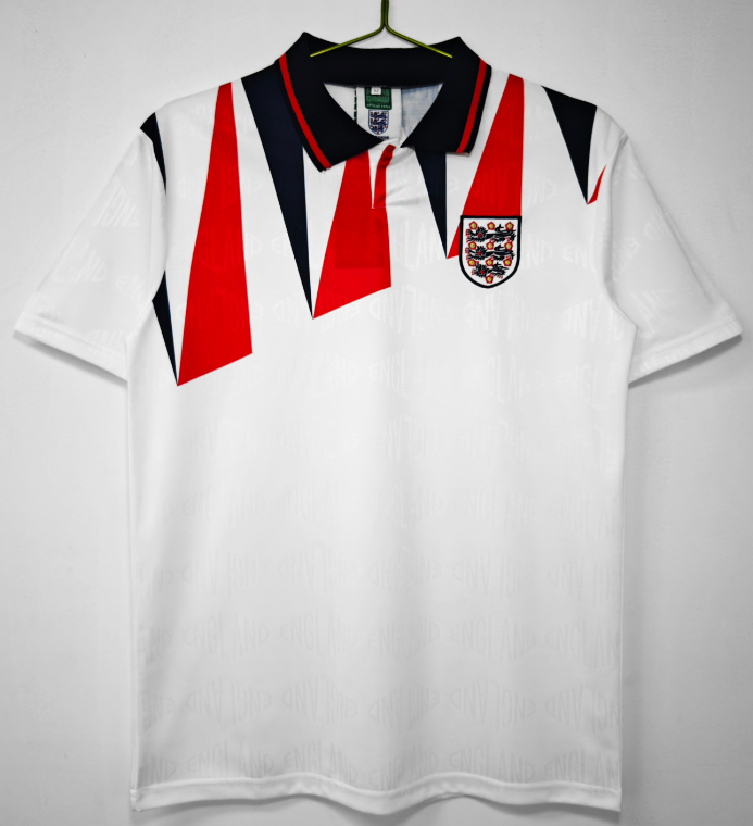 1992 Mens England home white Retro Soccer Jersey