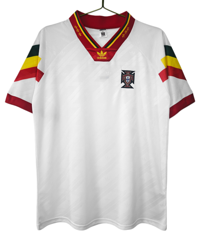 1992-94 Mens Portugal Retro Away  white soccer Jersey