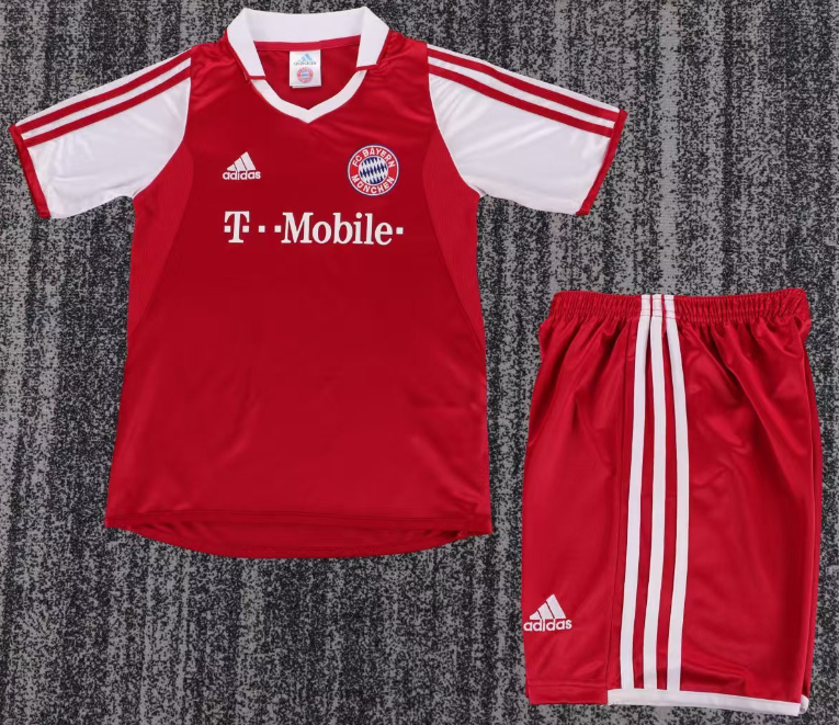 2003-04 Kids Bayern Munich retro home red soccer  jersey