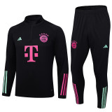 2023-24 Mens Bayern Munich black Half Pull Tracksuit