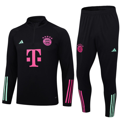 2023-24 Mens Bayern Munich black Half Pull Tracksuit