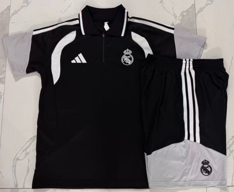 2026-27 Mens Real Madrid Polo black Training Short Suit C2615#