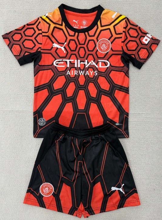 2022-23  Kids  Manchester City goalkeeper orange soccer jersey