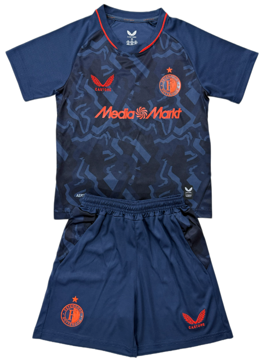 2025-26 Kids  Feyenoord third away dark blue Soccer Jersey