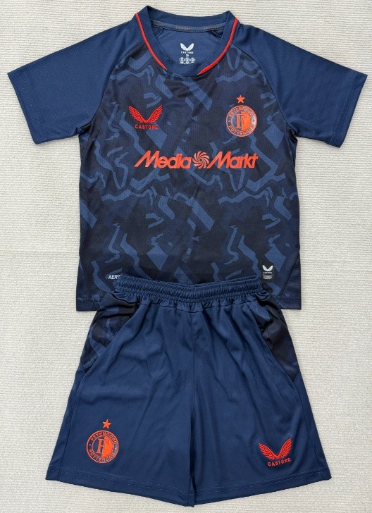 2025-26 Kids  Feyenoord third away dark blue Soccer Jersey