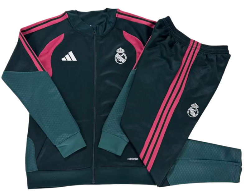 2026-27 Real Madrid dark green Kids Half Pull Tracksuit E26083#