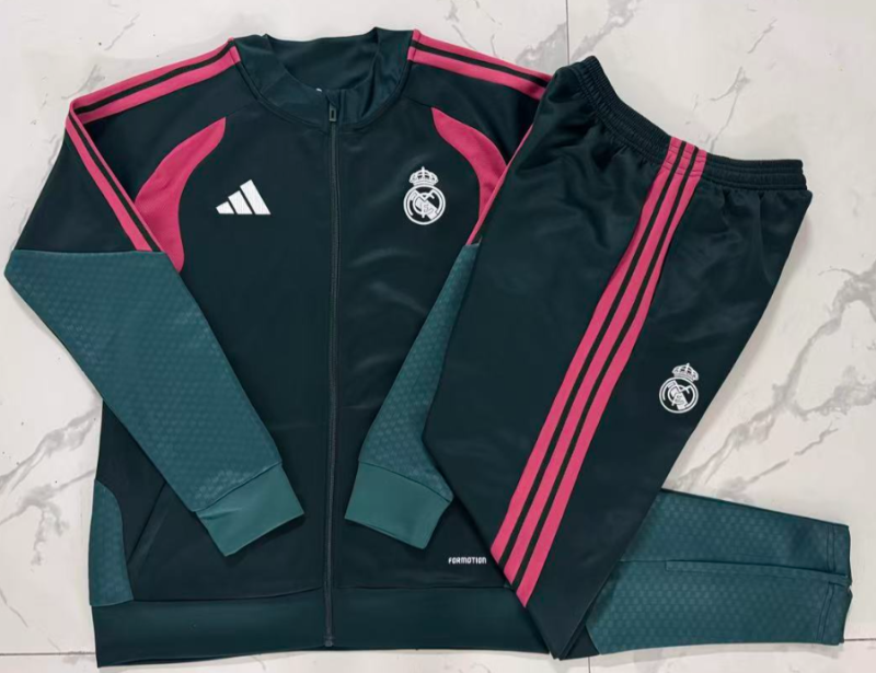 2026-27 Real Madrid dark green Kids Half Pull Tracksuit E26083#