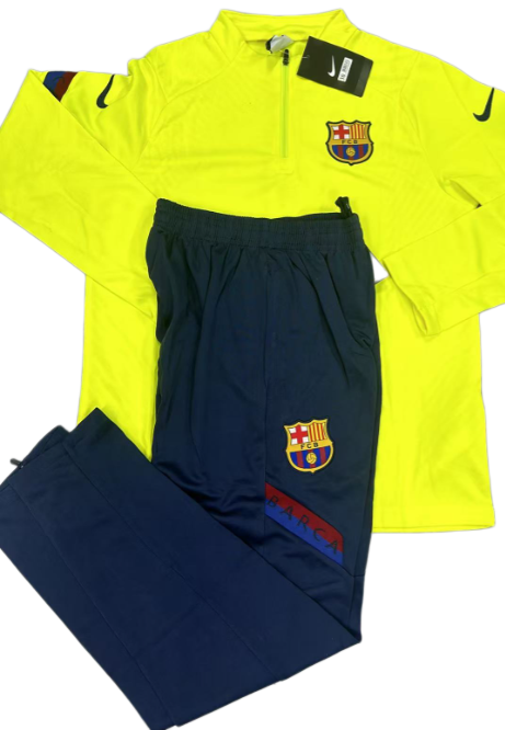2026-27 Kids Barcelona yellow Half Pull Tracksuit