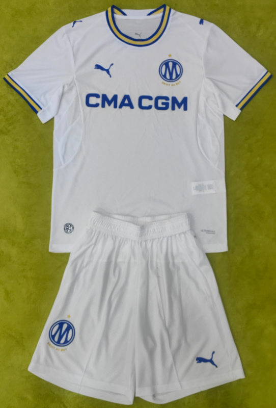 2026-27 Kids Marseille home white soccer jersey