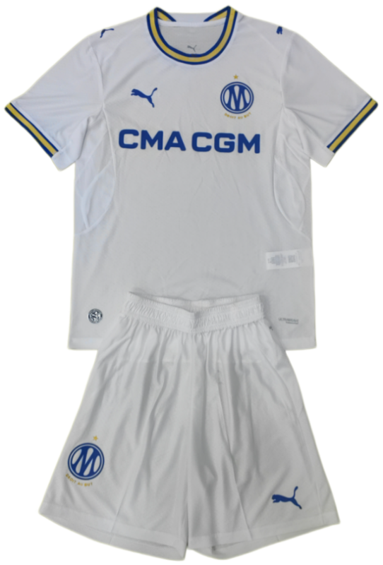 2026-27 Kids Marseille home white soccer jersey