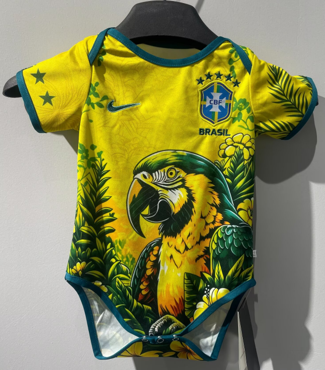 2026-27 Brazil Baby yellow Infant Crawl Suit