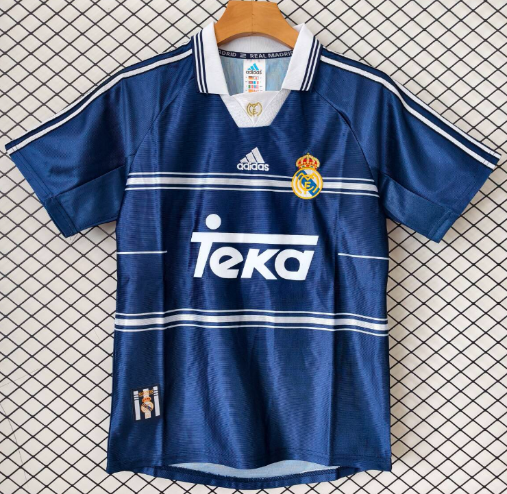 1998-99 Real Madrid Retro Away blue  Soccer Jersey