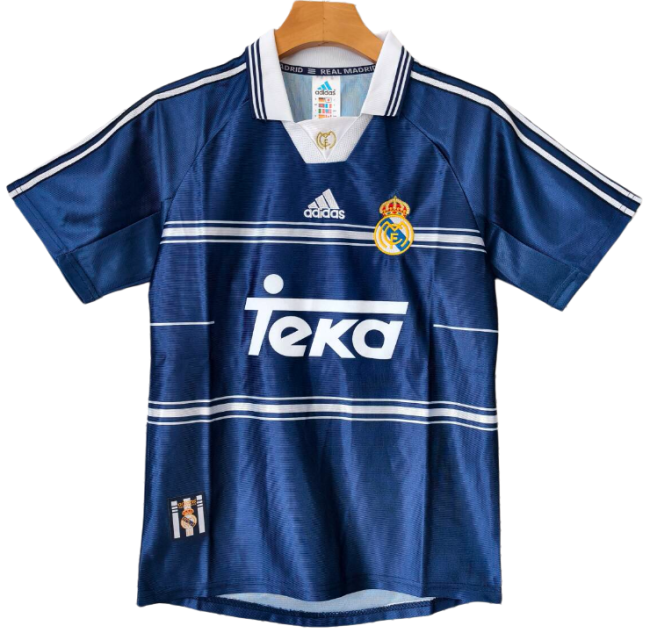 1998-99 Real Madrid Retro Away blue  Soccer Jersey