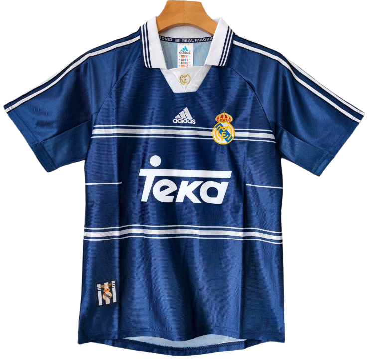 1998-99 Real Madrid Retro Away blue  Soccer Jersey