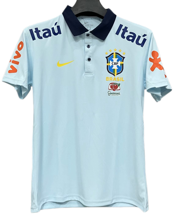 2025-26 Mens Brazil light blue  Polo soccer jersey