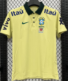 2025-26 Mens Brazil light yellow  Polo soccer jersey