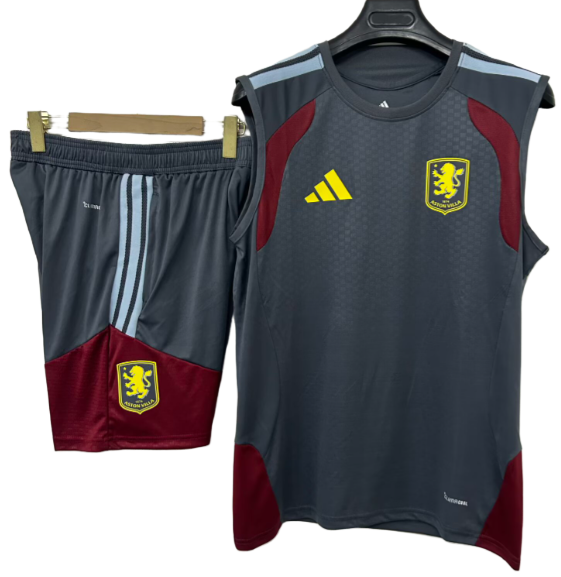 2025-26 Mens Aston Villa  grey vest short training suit