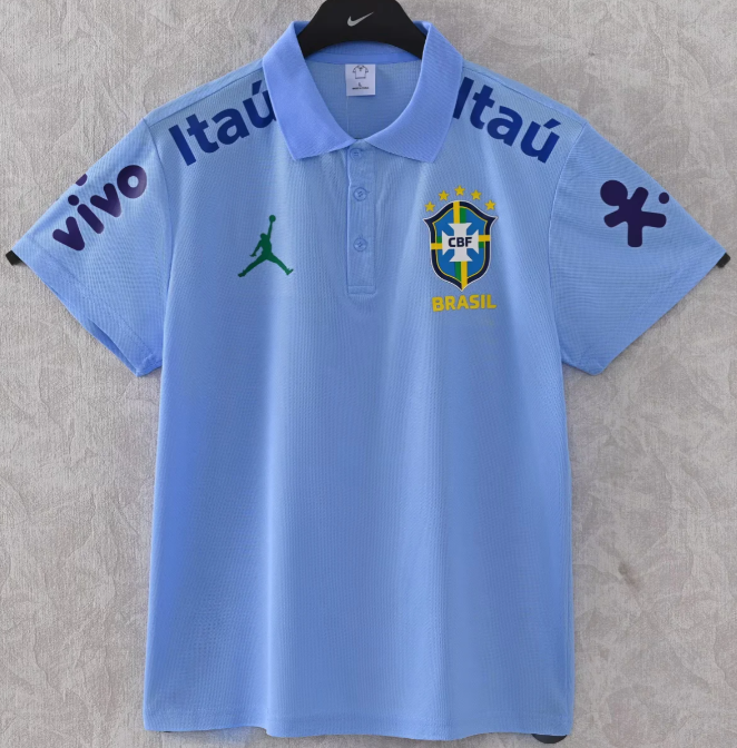 2025-26 Mens Brazil  blue  Polo soccer jersey