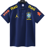 2025-26 Mens Brazil royal blue  Polo soccer jersey