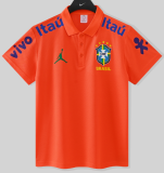 2025-26 Mens Brazil orange  Polo soccer jersey