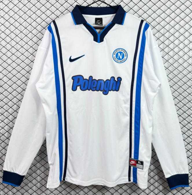 1994-95 Napoli  Away Retro Long white Sleeve Soccer Jersey