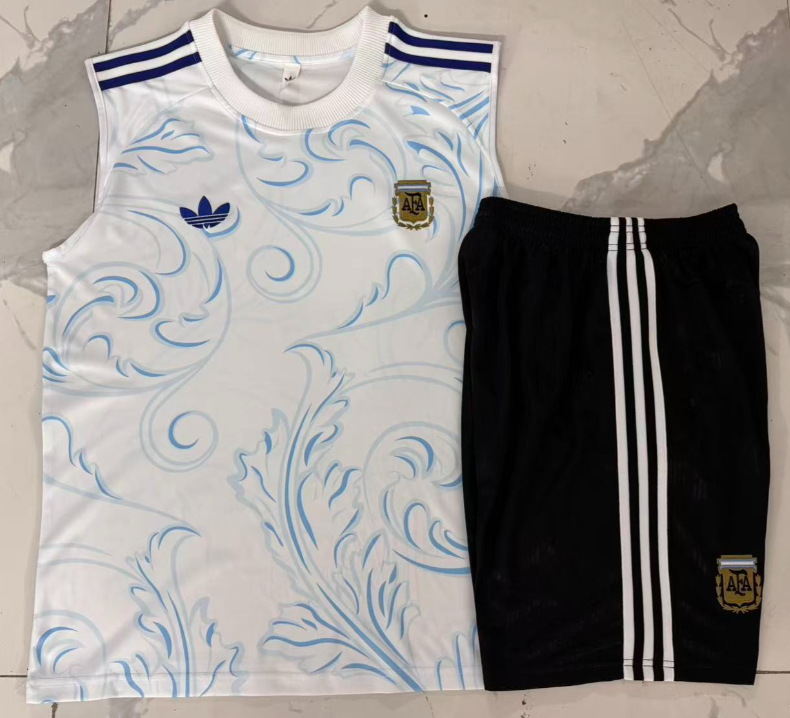 2026-27 Mens  Argentina White vest Training Short Suit