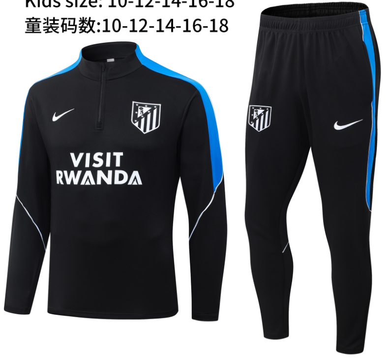 2026-27 Kids Atletico Madrid black  Half-pull  Tracksuit