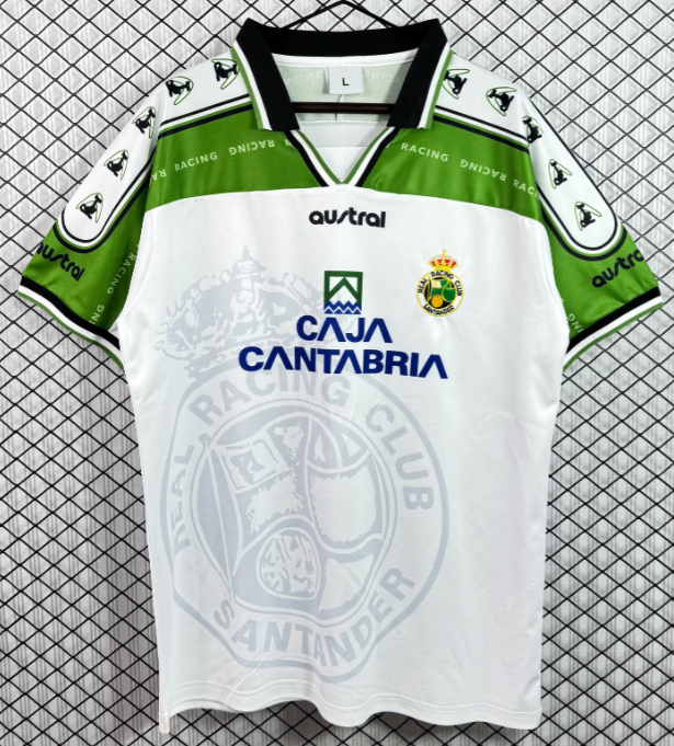 1998-99 Racing de Santander home White  Fans Soccer Jersey