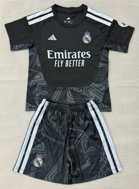 2026-27 Kids Real Madrid goalkeeper black  Soccer Jersey