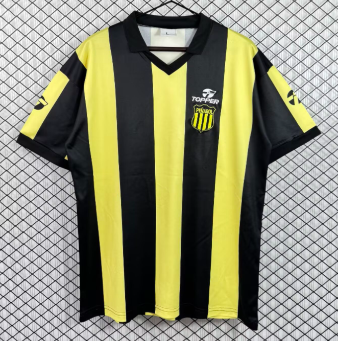 1993 Mens Atletico Penarol  home Retro yellow black soccer jersey
