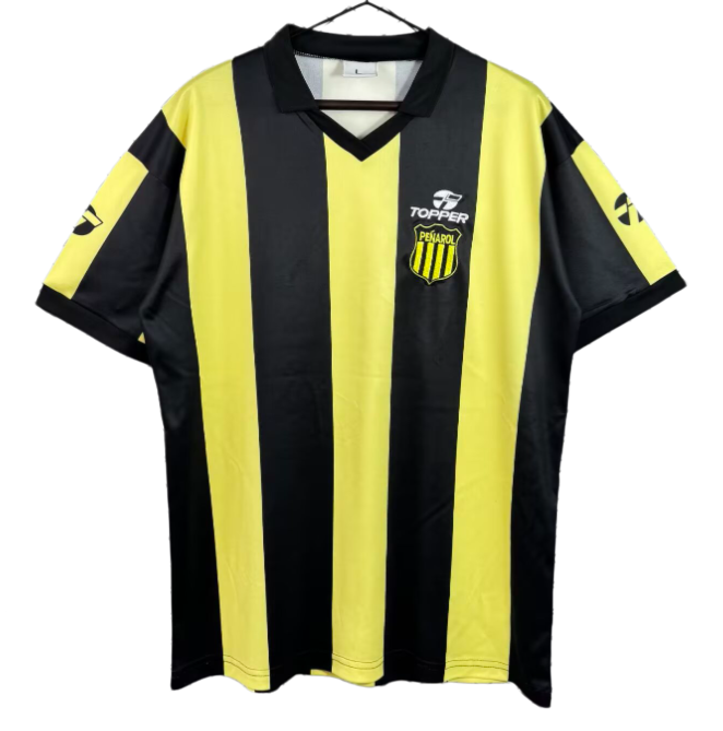1993 Mens Atletico Penarol  home Retro yellow black soccer jersey