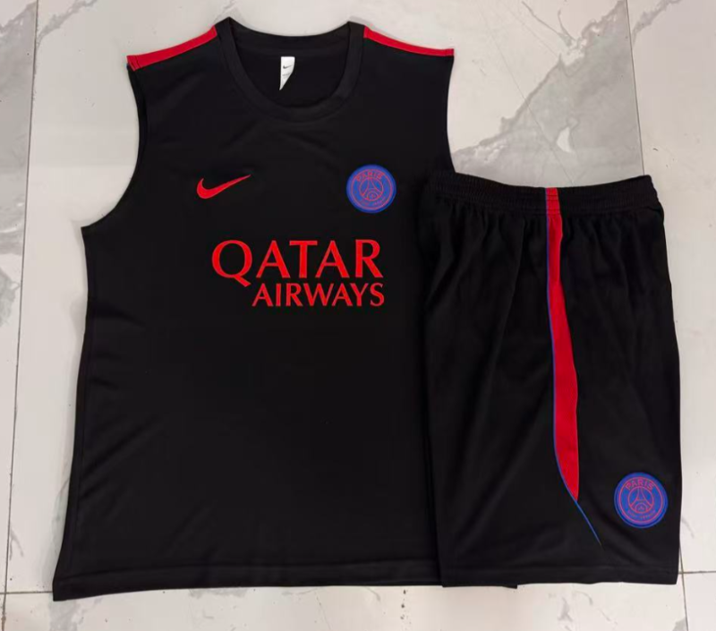 2026-27 PSG black  vest Training Short Suit D26050#