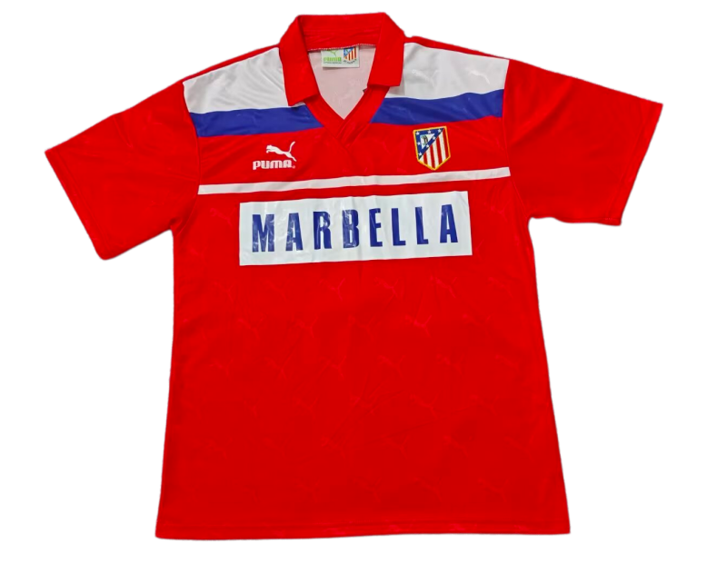1990-93 Mens Atletico Madrid  Away retro red soccer Jersey