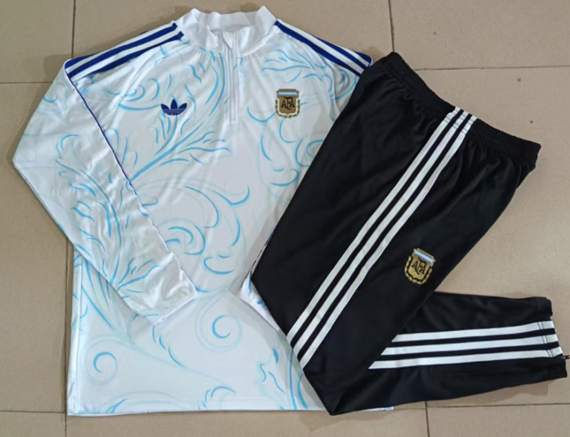 2026-27 Mens Argentina white Half pull Training suit B26063#
